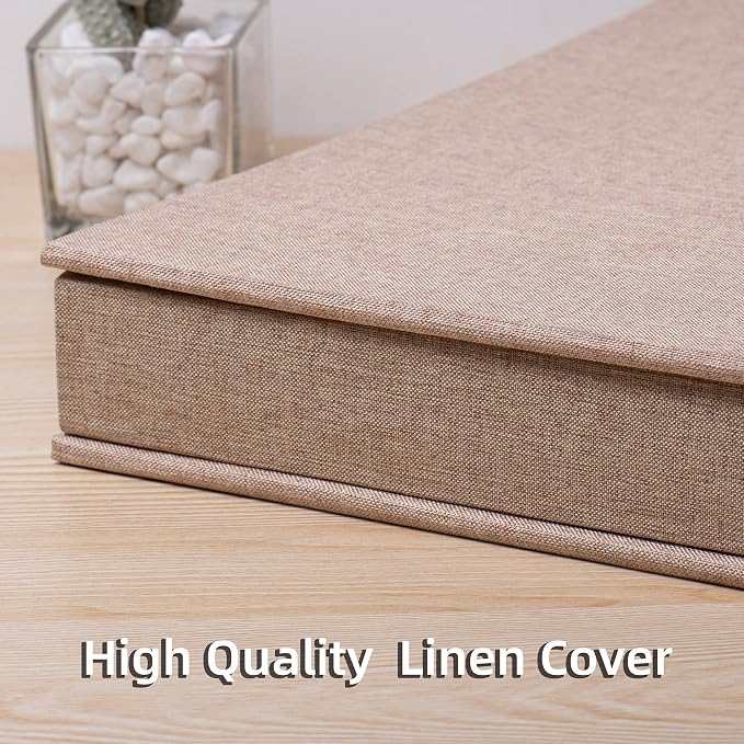 Large Photo Album Self Adhesive 4x6 5x7 3x5 8.5x11 Scrapbook Magnetic Album DIY Scrap Book Length 13 x Width 12.8 (Inches) 120 Sticky Pages Linen Cover DIY Photo Album (Khaki) - Image 5