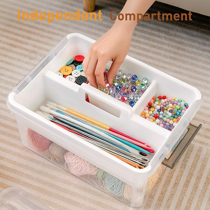 Citylife 17 QT Clear Craft Organizers and Storage Box with Handled Tray | Stackable Art Supply Organizer Storage Bins with Lids for Craft, Beads, Markers, Sewing, Tools, Playdoh, Coloring Books, - Image 4