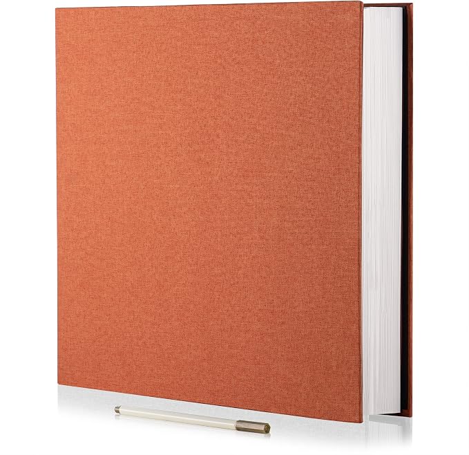 Large Photo Album Self Adhesive 4x6 8x10 10x12 13"x12.8" Magnetic Scrapbook Album 12.6"x11" Inch 40 Pages Linen Cover DIY Photo Album with A Metallic Pen and DIY Stickers(Orange) by HoneyTolly