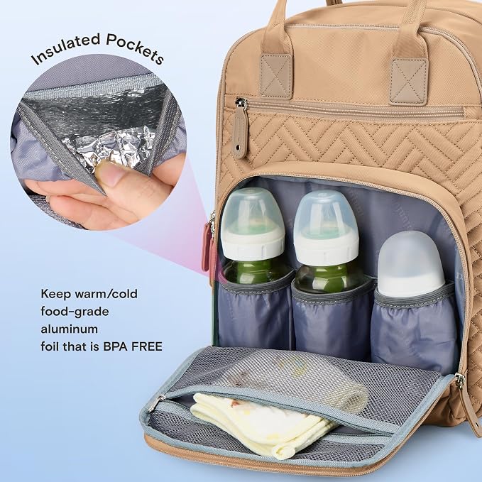 iniuniu Baby Diaper Bag Backpack, 4 in 1 kit Large Capacity Travel Backpack | Waterproof Backpack for Moms Dads,Travel Backpack with Pouch,Washable Changing Pad, Baby Essentials - Image 4