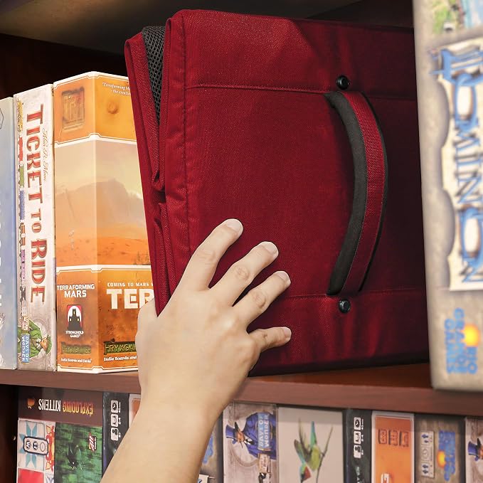ENHANCE Board Game Shoulder Bag - Collector's Edition Board Game Storage with Shoulder Strap and Accessories Pockets for Dice, Cards, More - Reinforced Carrier Protects Tabletop Games (Dragon Red) - Image 7