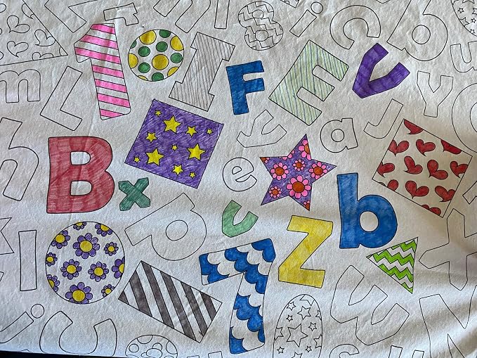 Learning Fun Design – Rectangle Tablecloth 60”X84” – Interactive Coloring Tablecloth for Kids – Poly/Cotton Fabric - Washable and Reusable – DIY Activity for Children and Adults - Image 6
