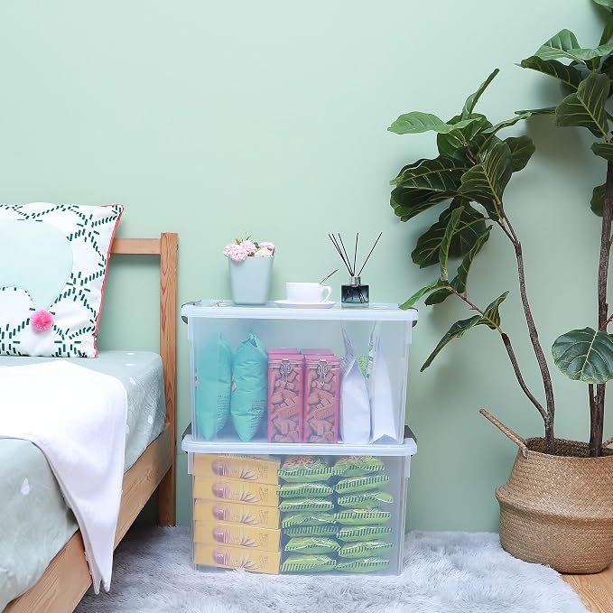 Citylife 58.1 QT Plastic Storage Bins with Latching Lids Stackable Storage Containers for Organizing Large Clear Storage Box for Garage, Closet, Kitchen, 8 Packs - Image 2