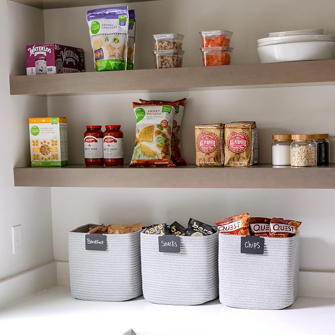 NaturalCozy Storage Cubes 11 Inch Cotton Rope Woven Baskets for Organizing, 3-Pack | Cube Storage Bin | Square Storage Baskets for Shelves Organizer, Classroom, Kids Toy Bins, Closet, Baby Nursery - Image 5