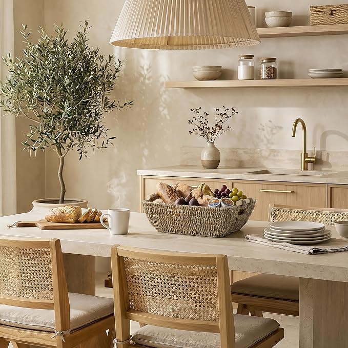 StorageWorks Seagrass Storage Baskets, Large Snack Baskets for Shelves | Wicker Storage Baskets for Shelves, Baskets with Wooden Handles, 2-Pack Gifts Basket for Home Decor, Hand-Woven Basket - Image 7