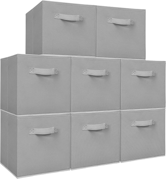 Easi Storage Cubes, 11 Inch Storage Bins, Set of 8, Foldable Fabric Cube Storage Organizer With Handles, Closet Cube Storage Bins, Collapsible Cubby Storage Organizer for Shelves,Offices, Gray by Unknown