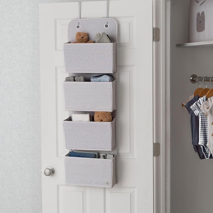 Delta Children - babyGap 2-Pack Over the Door Storage Organizer with 4 Pockets, Grey - Image 2