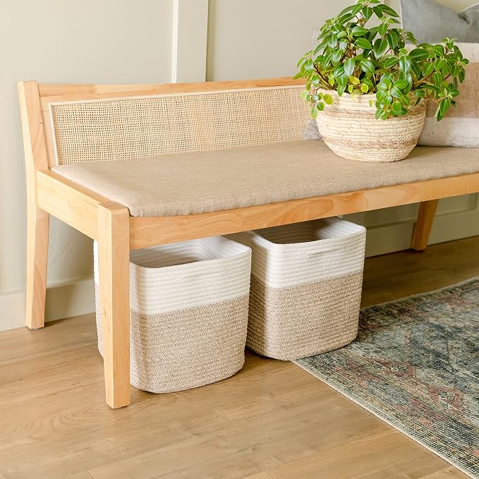 NaturalCozy Storage Cubes 11 Inch Cotton Rope Woven Baskets for Organizing, 3-Pack | Cube Bin Square Shelves Organizer, Classroom, Kids Toy Bins, Closet, Baby Nursery - Image 7