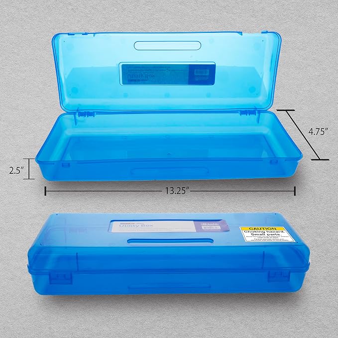 BAZIC PRODUCTS Bright Color Ruler-Length Pencil Box, 4-Set | 13 3/8 x 5 3/8 x 2 1/2 in, snap-latch lid for long supplies - Image 3