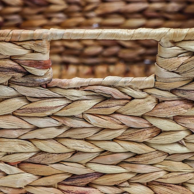 Trademark Innovations Large Foldable Rectangle Woven Wicker Basket Bins for Storage (Set of 4) - Image 4
