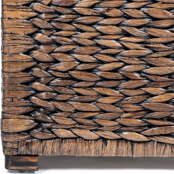 happimess Anada 30" Storage Trunk Wicker Weave Water Hyacinth, Brown Wash | Solid Mahogany Construction, Collapsible Folds Flat, Removable Lid, Fabric Liner, Footed Base, 17.5" Height, 17.5" Depth - Image 10