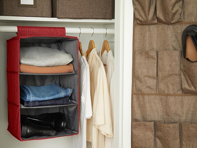 Covermates Keepsakes Hanging Closet Organizer - Heavy Duty Material, Sturdy Interior Shelves - Closet Storage, Red Heather - Image 6