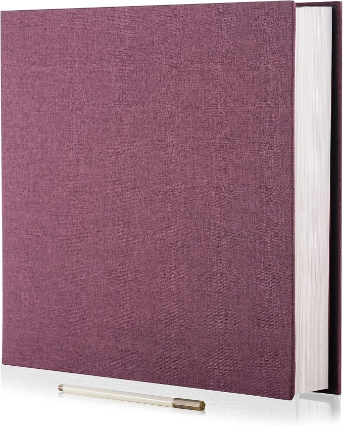 Large Photo Album Self Adhesive 4x6 8x10 10x12 13"x12.8" Magnetic Scrapbook Album 12.6"x11" Inch 40 Pages Linen Cover DIY Photo Album with A Metallic Pen and DIY Stickers(Purple) by HoneyTolly