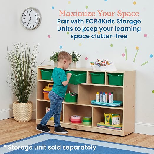 ECR4Kids Scoop Front Storage Bin, Multipurpose Organization, Green, 5-Piece | Durable plastic, GREENGUARD Gold Certified, 1.2 gallon capacity, lightweight & nestable, built-in handle, classroom/home use - Image 5
