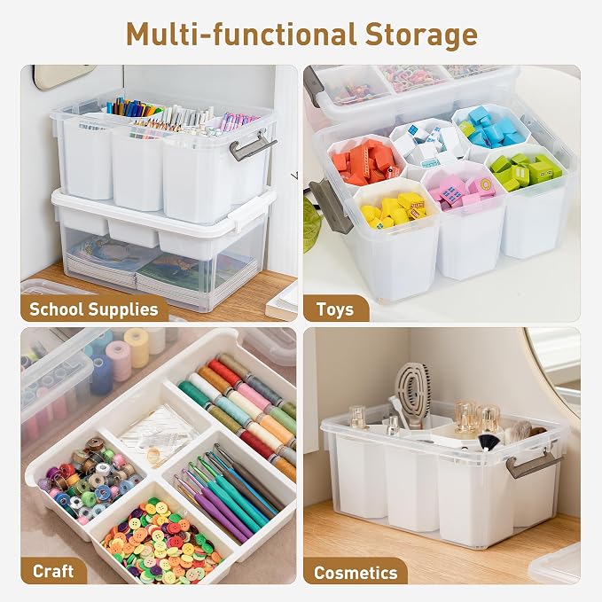 Citylife 17 QT Plastic Storage Bins Clear Storage Box with Lids Multipurpose Stackable Storage Containers for Organizing Tool, Craft, Crayon, 2 Packs - Image 8