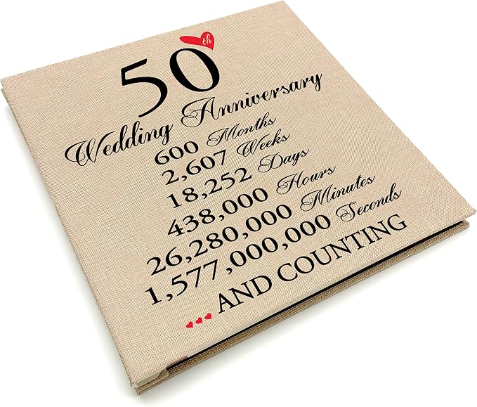 50th Anniversary Photo Album, Gifts for Parents 50 Years of Marriage, Golden Anniversary Decorations for Mom & Dad by TrebleBee