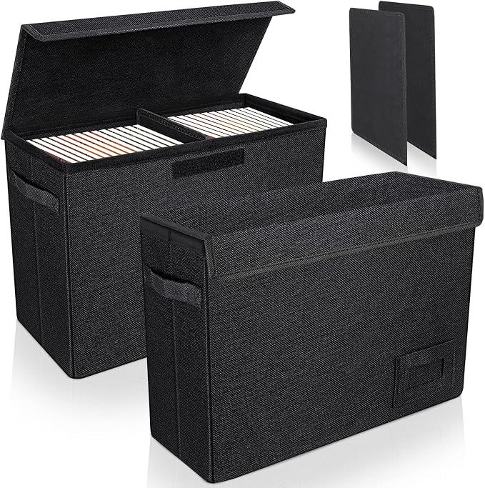 YSCare 2-Pack Comic Book Storage Boxes, Collapsible Comics Book Case with Dividers and Carrying Handles, Comic Short Box Holds 150 Comics, 15.5" X 7.5" X 11.3" Heavy-Duty Stackable Case by YSCare