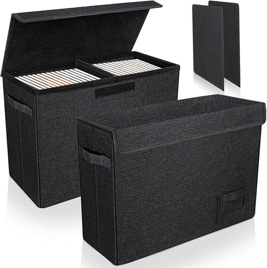 YSCare 2-Pack Comic Book Storage Boxes, Collapsible Comics Book Case with Dividers and Carrying Handles, Comic Short Box Holds 150 Comics, 15.5" X 7.5" X 11.3" Heavy-Duty Stackable Case by YSCare