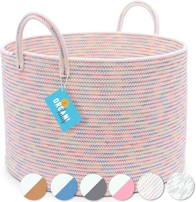 Extra Large Woven Basket + Set of 3 Basket for Storage - RAINBOW - Image 2