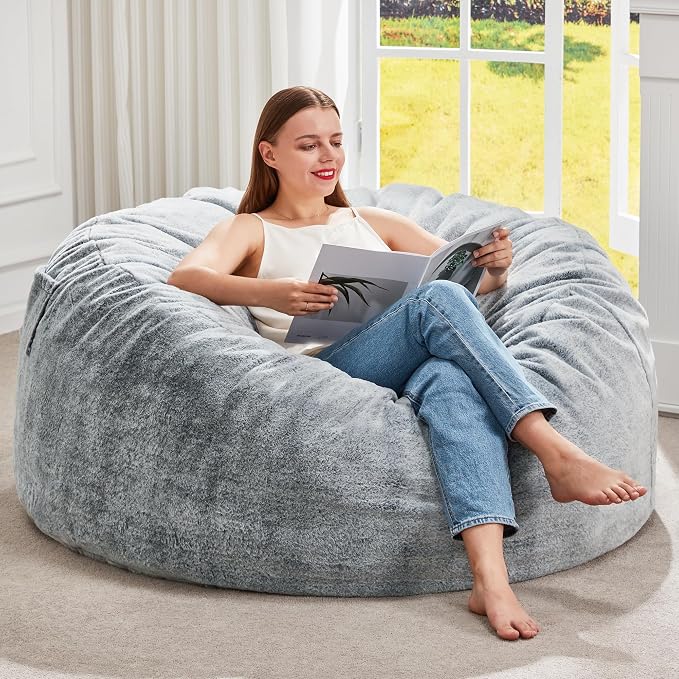 Hobestluk Bean Bag Chair for Adult Giant Beanbag with Filler Grey 3FT | Breathable Material Removable Machine Washable Cover Memory Foam Living Room Bedroom Reading Gaming Oversized Large Big by YourHomeDeservesMore