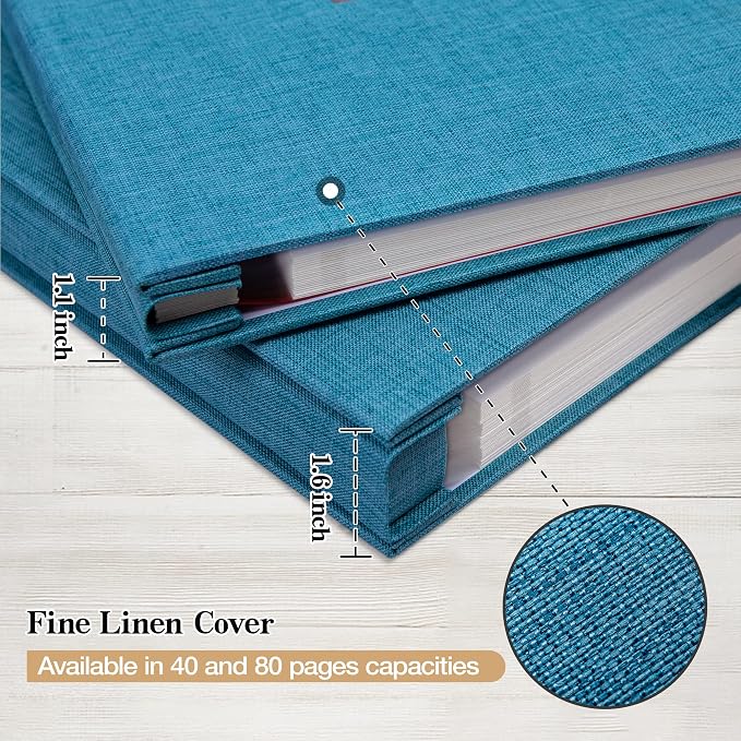 Large Photo Album Self Adhesive 3x5 4x6 5x7 8x10 10x12 Pictures Linen Cover 80 Blank Pages Magnetic DIY Scrapbook Album with A Metallic Pen (Blue, 13.2x12.8 inches 80 Pages) | Photo Album Self Adhesive 4x6 5x7 8x10 Pictures, Linen Cover DIY Scrapbook A... - Image 5