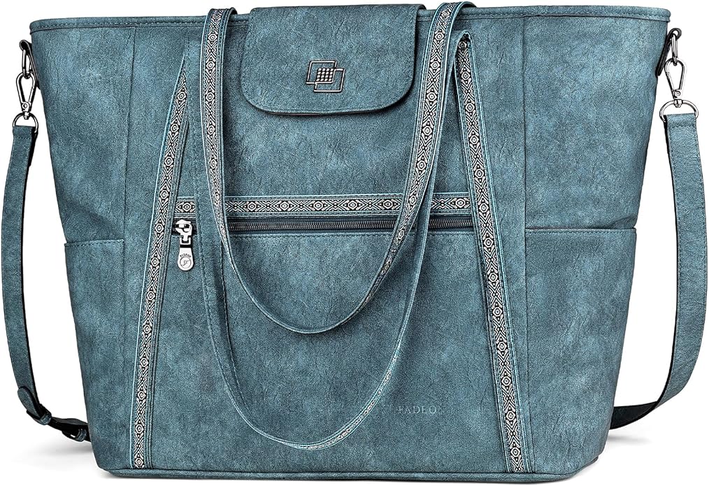Large Laptop Tote Bag for Women Designer Leather Laptop Bag, 15.6in | Fashion Travel Backpack Purse Shoulder Handbag Fits 15.6 Laptop, Daily, Work, Business Trip, Weekend Travel, Teacher by FADEON