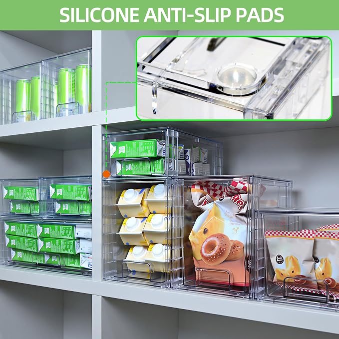 Wide Large Stackable Storage Drawers(2 Pack),Multi-purpose Clear Plastic Organizer Bins with Handles, Easy to Assemble for Bathroom Home Closet Under Sink Kitchen Pantry Medicine Cabinet - Image 4