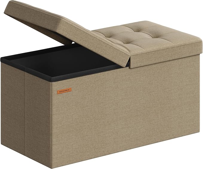 SONGMICS Mazie Collection - 30 Inches Storage Ottoman, Foldable Storage Bench with Flipping Lid, 660 lb Load Capacity, for Entryway, Living Room, Bedroom, Camel Brown ULSF046K01 by Unknown