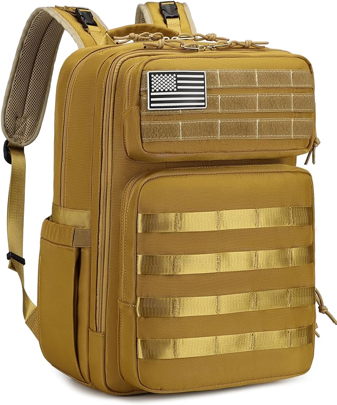 Large Dad Diaper Bag Backpack, Tactical Style, Brown | Stroller Clips, Luggage Sleeve for Travel, Insulated Pockets by LORADI