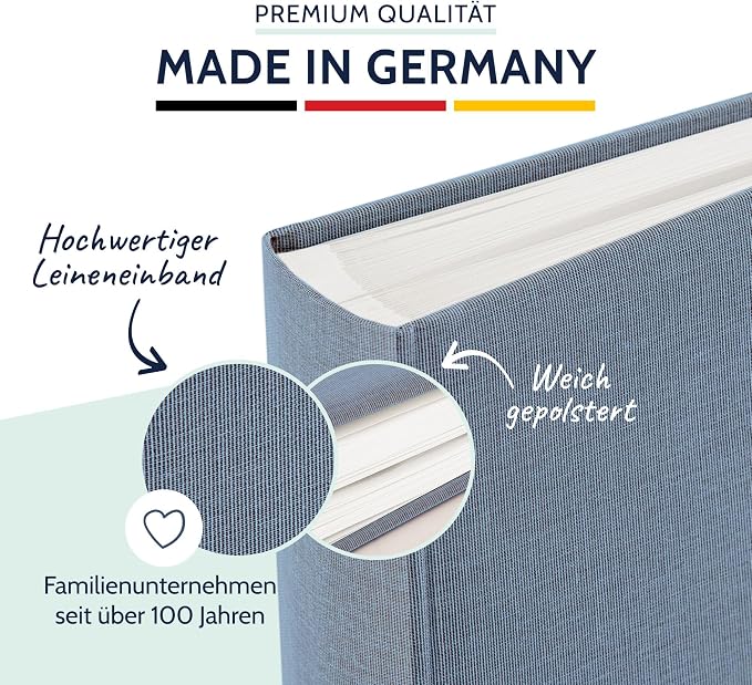 goldbuch Summertime Trend 2 31607 Photo Album with 100 White Pages with Parchment Dividers, Photo Album with Linen Cover, up to 600 Pictures, High Quality Paper, Blue/Grey, 30 x 31 cm - Image 4