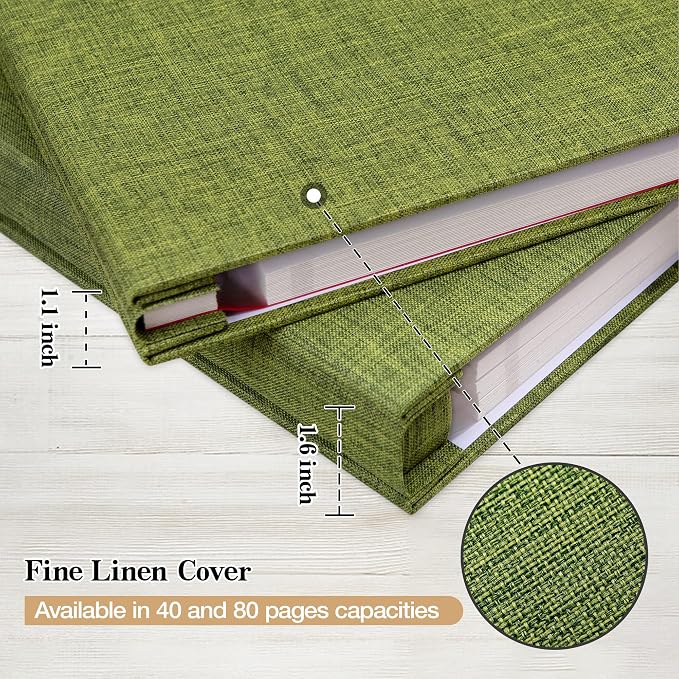 Large Self Adhesive Photo Album 80 Pages, Linen cover, Green | Photo Album Self Adhesive 4x6 5x7 8x10 Pictures, Linen Cover DIY Scrapbook Albums for Family, Wedding, Baby, Anniversary - Image 5