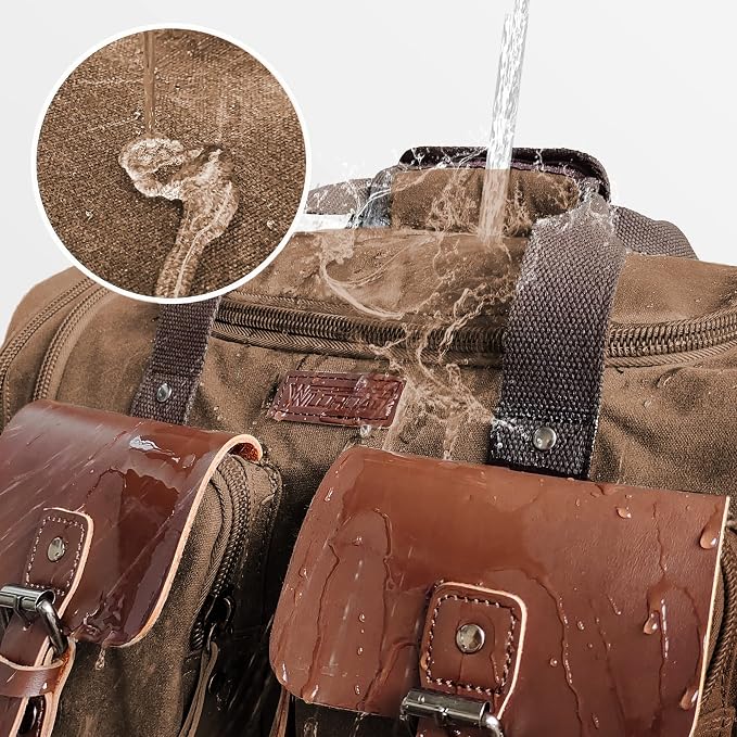 Wildroad Waxed Canvas Duffle Bag - 50L Weekender Overnight Travel Bag | Gifts for Men, Holiday Birthday Gift for Dad, Husband & Partner, Carry-on Size - Image 4