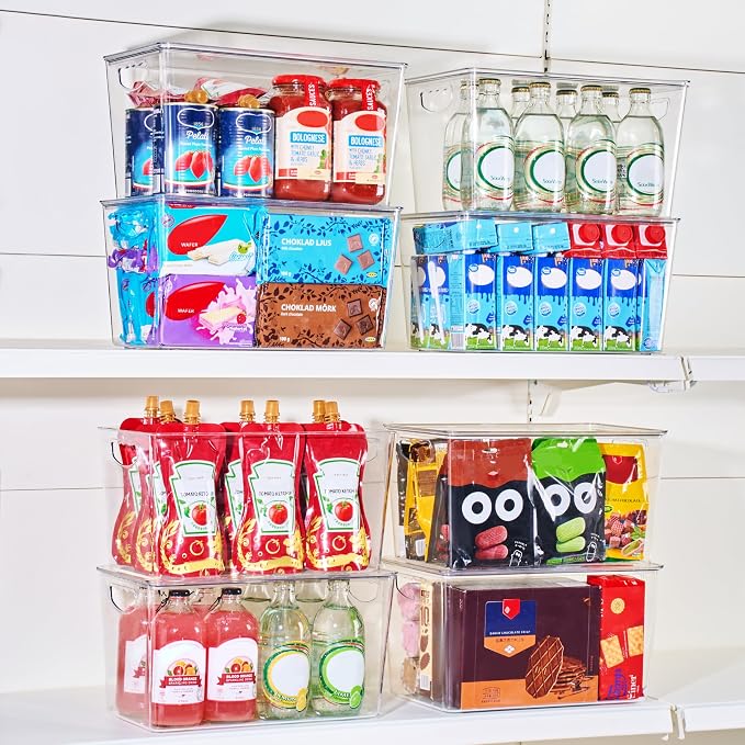 theaoo XLarge Clear Storage Bins with Lids, Stackable Containers, 4 Pack | Pantry Organization And Storage For Kitchen, Fridge, Garage And Cabinets. Clear Design Keeps Items Organized - Image 7