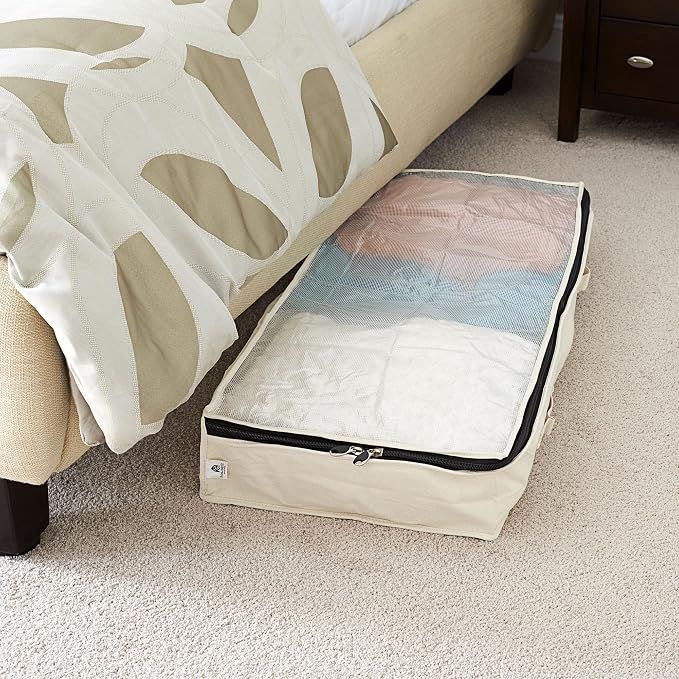 Household Essentials Cedarline Under Bed Storage Bag with Heavy‑Duty Cotton Canvas and Durable 3‑Sided Zipper, Natural Finish - Image 4