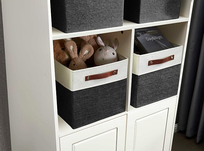 DECOMOMO Kallax Storage Cubes, Storage Baskets for Shelves 3-Pack | 13 x 15 x 13 Storage Bins, Baskets for Organizing Shelves (Black & White) - Image 8