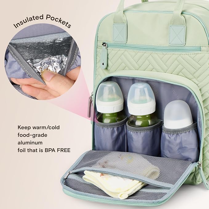 iniuniu Baby Diaper Bag Backpack, 4 in 1 kit Large Capacity Travel Backpack | Waterproof Backpack for Moms Dads,Travel Backpack with Pouch,Washable Changing Pad, Baby Essentials - Image 4