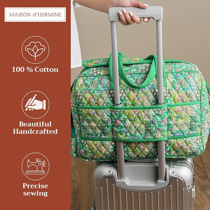 Maison d' Hermine Weekender Bags for Women Cotton Quilted Duffel Overnight Luggage Weekend Bag for Men Gym Gifts Travel | Overnight Luggage Weekend Bag for Men Gym Sports Gifts Duffle bag Business Travellers Trip Spring Summer - Image 2