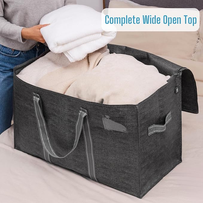 VENO 4 Pack Heavy Duty Moving Bags, Extra Large Storage Bags with Reinforced Handles & Strong Zippers, Foldable & Reusable Moving Box Alternative for Clothes & Dorm Storage - Image 6
