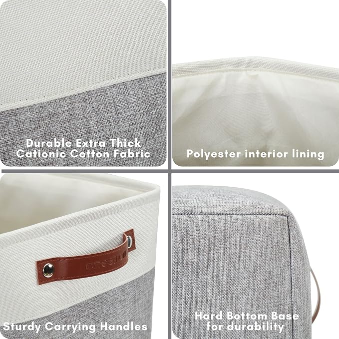 DECOMOMO Extra Large Storage Baskets, 54.5L Fabric Storage Bins 3 Pack | XXXL Storage Baskets for Shelves, Linen Closet Organizers (Grey and White, 17" x 13" x 15") - Image 6