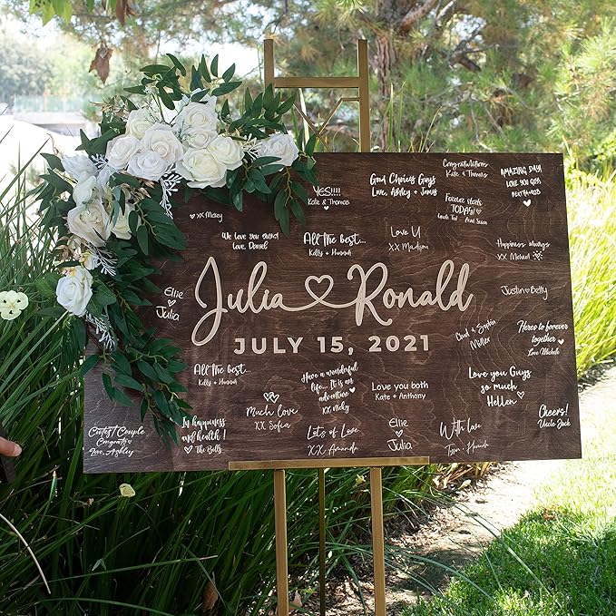 Personalized Wedding Guest Book Alternative with Couple's Names & Date, 5 Colors, 4 Sizes, Rustic Wedding Decorations, Includes Signing Marker, D1 - Image 3