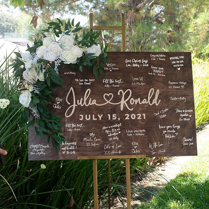 Personalized Wedding Guest Book Alternative with Last Name & Date, 5 Colors, 4 Sizes, Rustic Wedding Decorations, Includes Signing Marker, D2 - Image 6