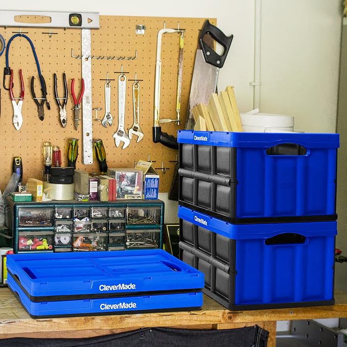 CleverMade Collapsible Storage Bin, 46L Crate, Holds Up to 75 lb, Black - Image 5