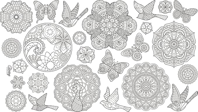 Mandala Design – XL Rectangle Tablecloth 60”X102” - Interactive Coloring Tablecloth for Kids – Poly/Cotton Fabric - Washable and Reusable – DIY Activity for Children & Adults - Image 3