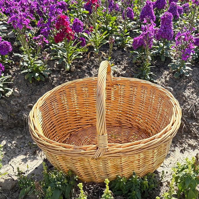Large Oval Wicker Picnic Basket with Sturdy Handle - 18x14x13 Inch Handwoven Willow Storage Basket for Picnic, Camping, Home Organization, Fruit and Vegetable Serving - Image 8