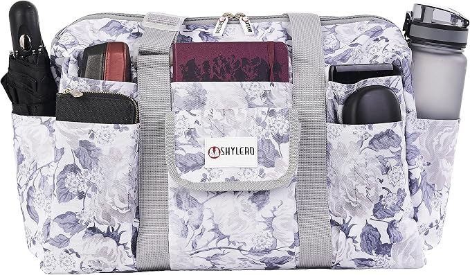 White Peas Nurse Bag & Utility Tote - Waterproof, Top YKK Zip, L18" x H14" x W7" - SHYLERO by SHYLERO