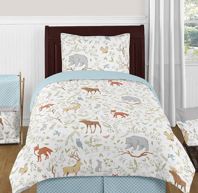 Sweet Jojo Designs Woodland Animal Toile Foldable Fabric Storage Cube Bins Boxes Organizer Toys Kids Baby Childrens for Collection Set of 2 - Image 5