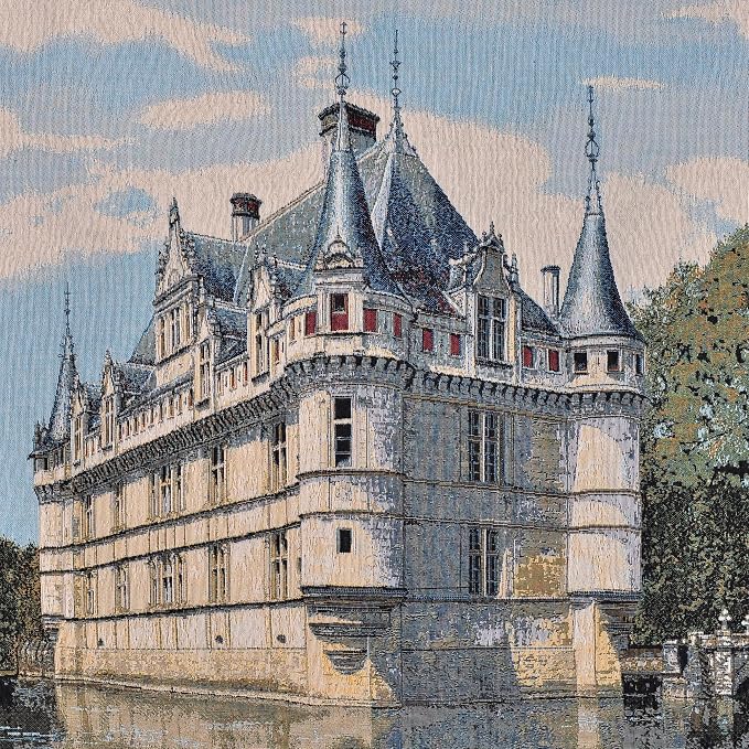 Vintage Nature Tapestry Wall Hanging Set with Telescopic Rod & Tassels - Jacquard Woven Fabric Aesthetic Country Landscape Wall Tapestry for Bedroom/Living Room Decor Green Art (42"x27") (Soft - toned, historic castle by the water) - Image 6