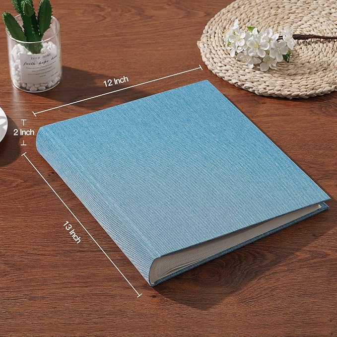 Pssoss Large Linen DIY Scrapbook Album with Writing Space,100 Pages, Blue | Fits 3x5, 4x6, 5x7, 6x8, and 8x10 photos for baby, wedding, family, children, anniversary, and memory keeping. - Image 5