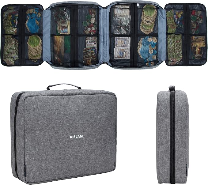 Board Game Carrying Case with 18 Pockets for Board Games, Pieces, Tokens, Cards and More, Expandable Board Game Storage Solution for Travel, Party, Gathering by KISLANE
