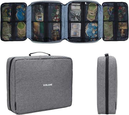 Board Game Carrying Case with 18 Pockets for Board Games, Pieces, Tokens, Cards and More, Expandable Board Game Storage Solution for Travel, Party, Gathering by KISLANE